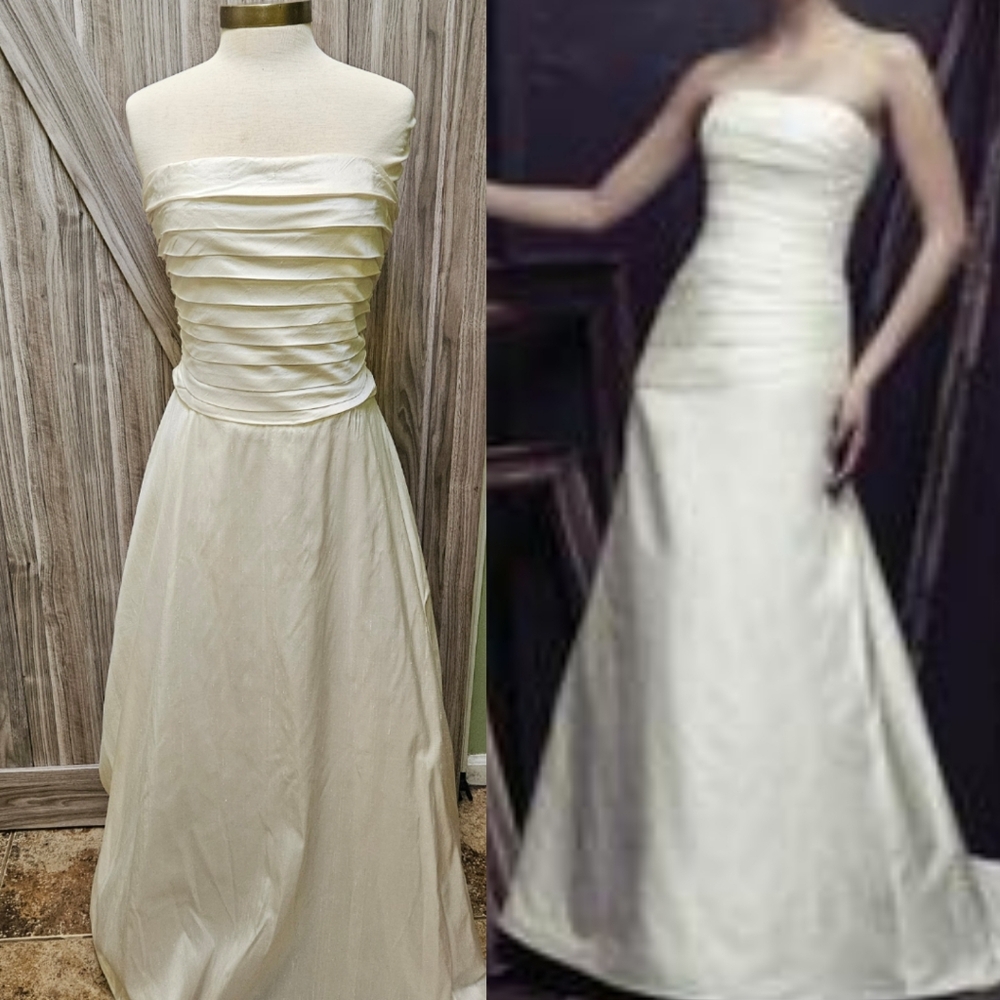 Jessica McClintock Strapless Drop-Waist Taffeta Wedding Gown